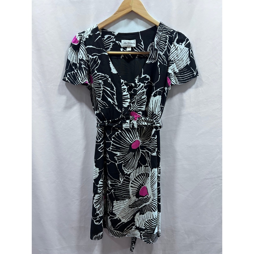 Alice Temperley for Target Girls Floral Dress Black White Pink Size 7 V-Neck